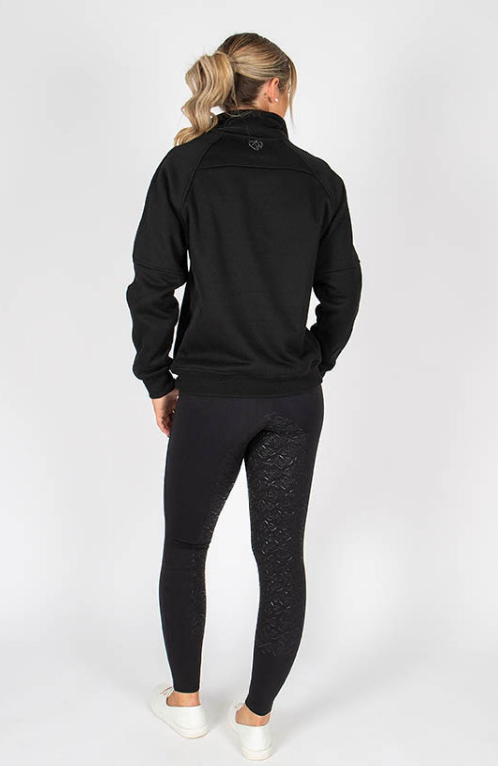 BARE Quarter Zip Teddy Pullover Sweater - Black