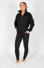 BARE Quarter Zip Teddy Pullover Sweater - Black