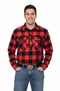 Just Country Mens Cameron Half Button Flannel Shirt