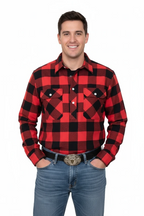 Just Country Mens Cameron Half Button Flannel Shirt