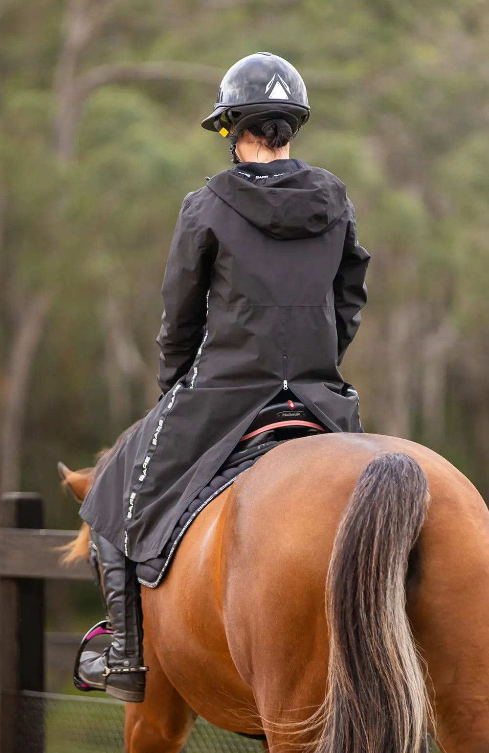 BARE Candace Lightweight Waterproof Long Jacket (Mesh Lined) - Black